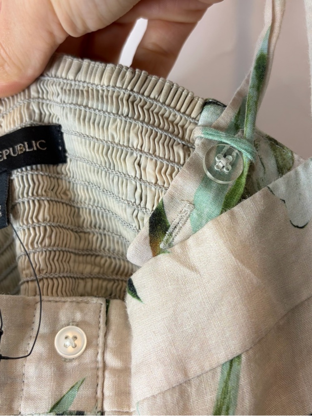 Banana Republic Maxi Dress with Green and Black Botanical Leaf Print Large Tall - Picture 6 of 10